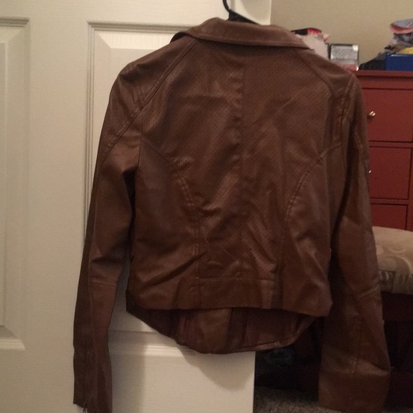 Brown faux leather moto jacket - Picture 2 of 2